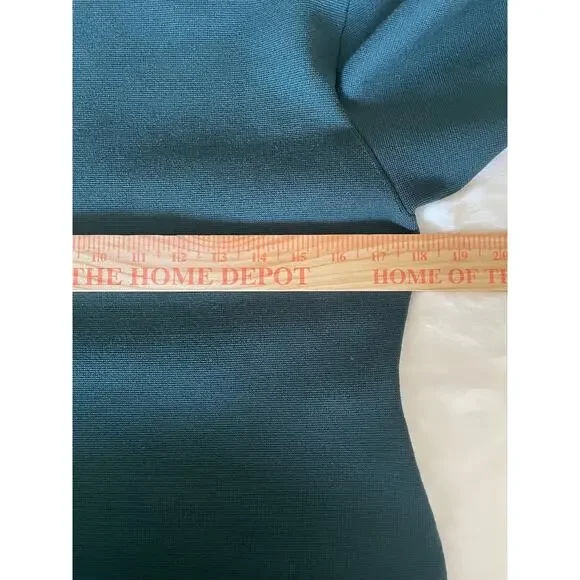 Express Dark Green Mock Neck Balloon Sleeve Knit Mini Sweater Dress Size Medium - Picture 6 of 9